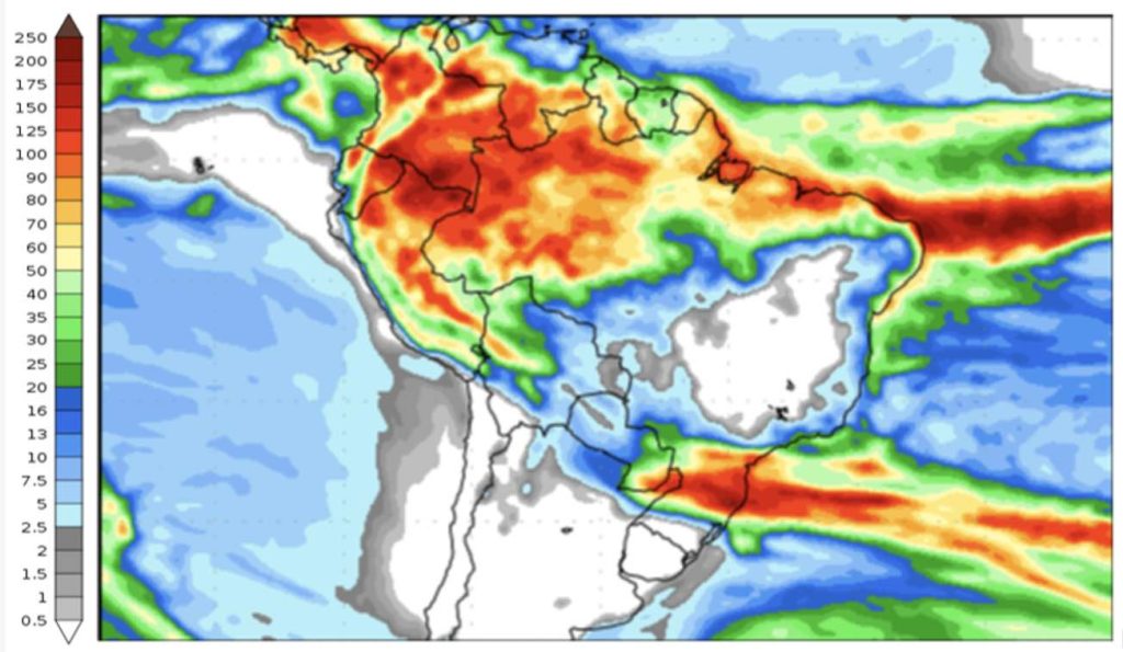 Previsão de chuva para 2ª semana (30/04/2024 e 08/05/2024). Fonte: NCEP/NOAA