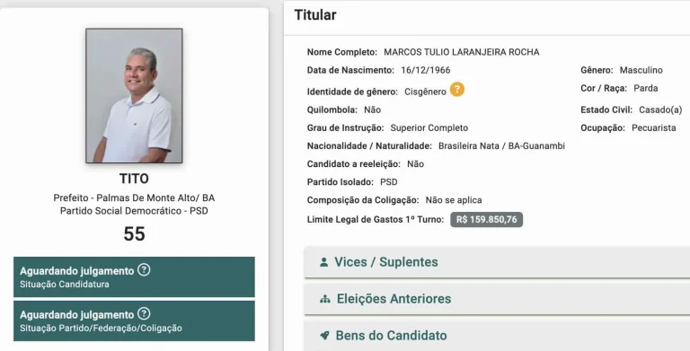 Tito registrou candidatura à Prefeitura de Palmas de Monte Alto