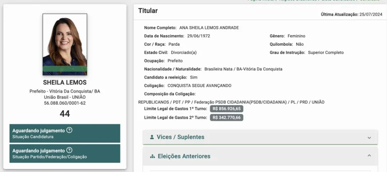 Registro de candidatura Sheila Lemos