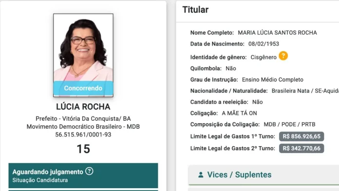 Registro candidatura Lúcia Rocha prefeitura Vitória da Conquista