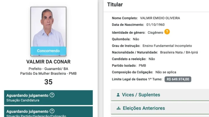 candidato a prefeito guanambi Valmir da Conar
