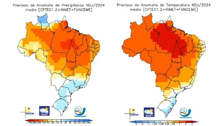 Boletim Agroclimatológico aponta tendências de clima seco e altas temperaturas para diversas regiões do Brasil até janeiro