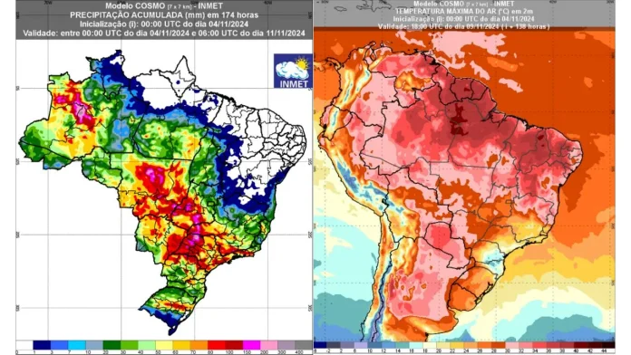 previsão Inmet até 11 de novembro