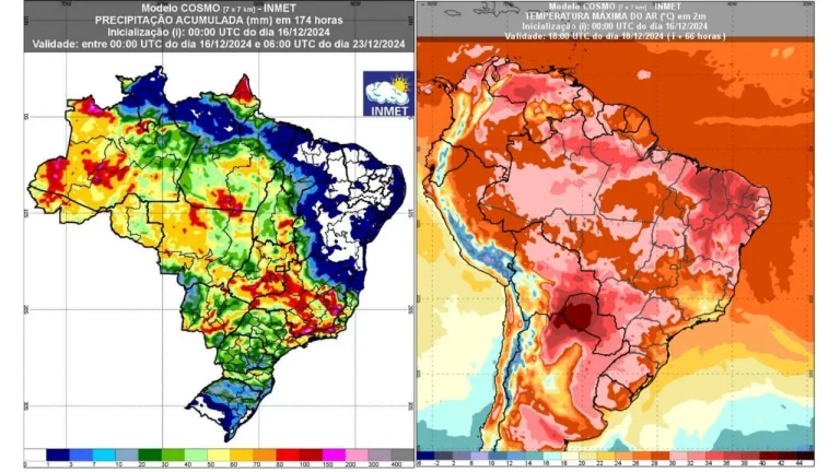 Confira a previsão do tempo do Inmet para todo o país até 23 de dezembro