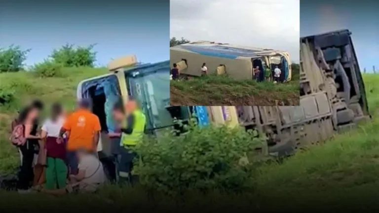Oito pessoas ficaram feridas após ônibus que saiu de Bom Jesus da Lapa com destino a Salvador tomba na BR-116