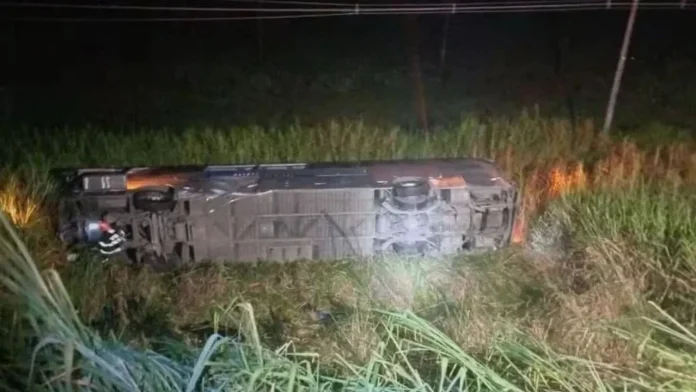 Ônibus despenca em ribanceira e causa 26 feridos e uma morte em São Paulo