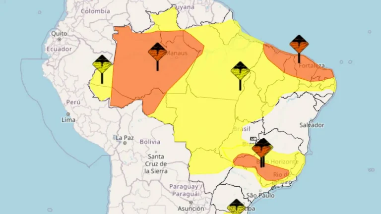 Alerta amarelo para chuvas abrange área da Bahia nesta segunda-feira