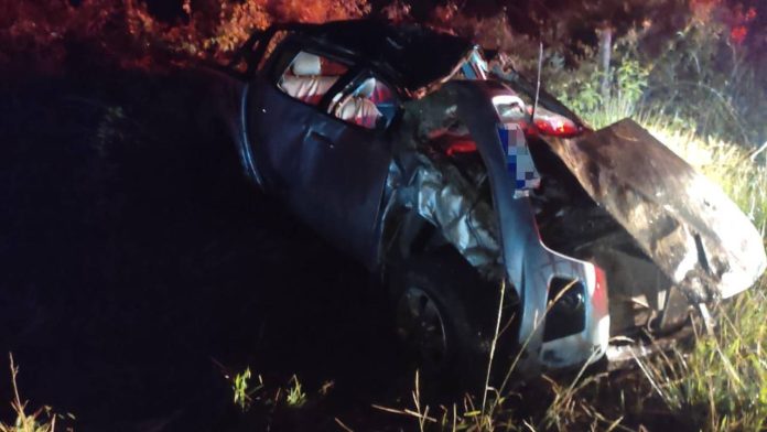 Cinco pessoas ficaram feridas após caminhonete colidir em vaca e capotar BA-611 em Caetité