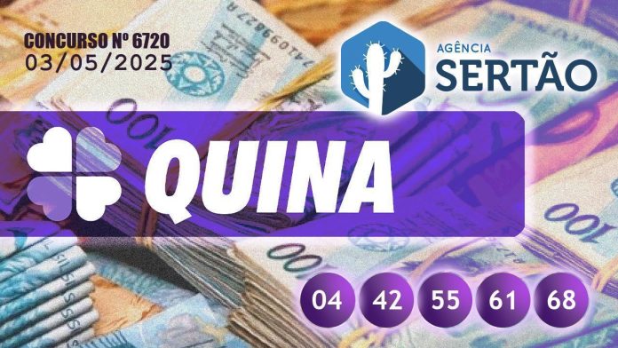 Confira o resultado da Quina nº 6720, sorteada neste sábado