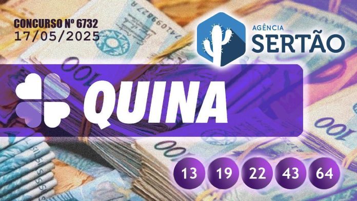 Confira o resultado da Quina nº 6732, sorteada neste sábado