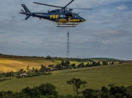 Helicóptero da PRF lança 10 toneladas de sementes para ajudar a reflorestar Mata Atlântica