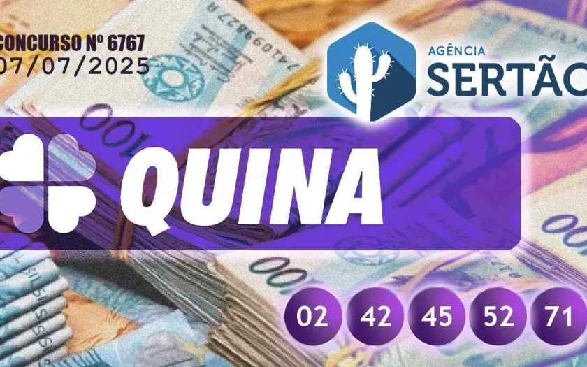 Confira o resultado da Quina 6767, sorteada nesta segunda-feira