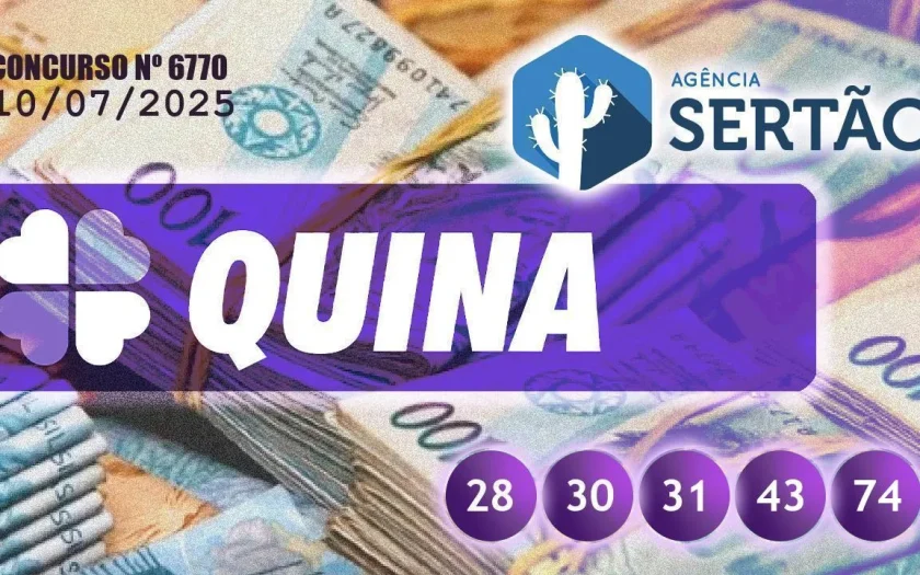 Confira o resultado da Quina 6770, sorteada nesta quinta-feira