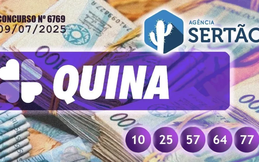 Uma aposta faturou prêmio de R$ 8,7 milhões na Quina 6769 nesta quarta-feira
