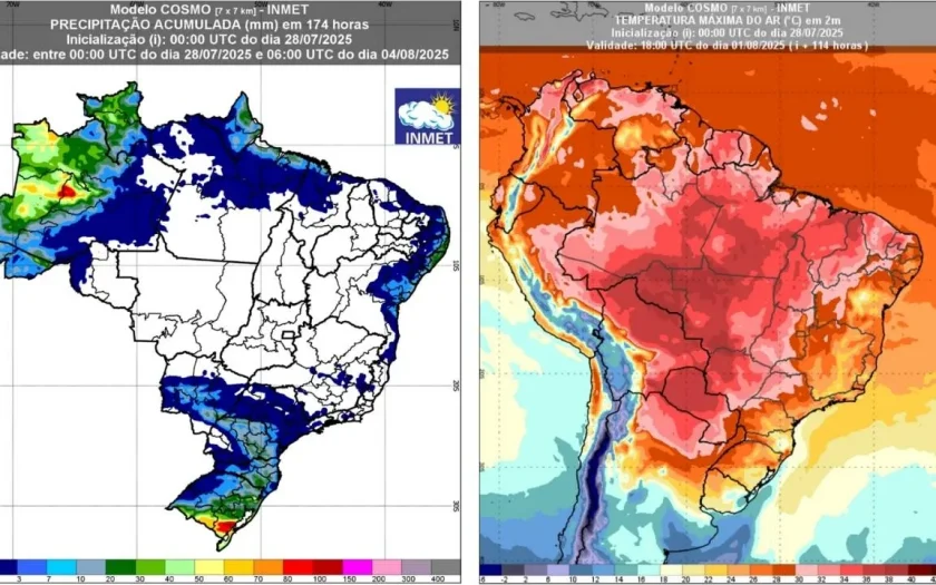 previsao até 4 de agosto Inmet
