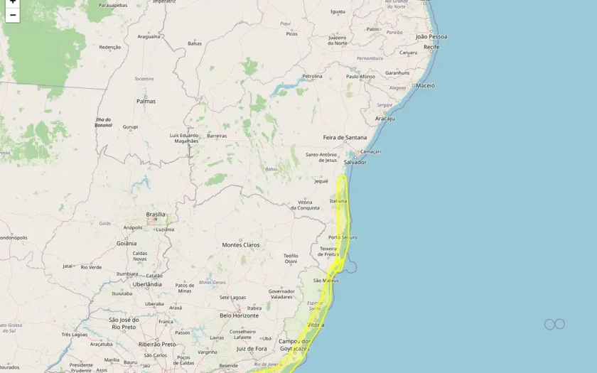 Bahia tem 26 municípios sob alertas meteorológicos para acumulado de chuva e ventos costeiros nesta quarta-feira