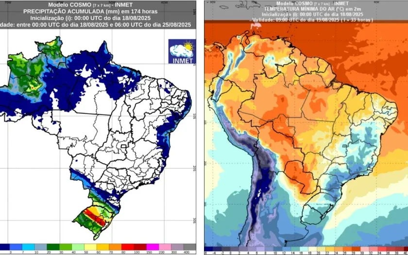 Previsão do tempo inmet até 25 de agosto