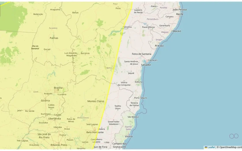 Alerta amarelo por baixa umidade atinge 109 municípios na Bahia neste sábado