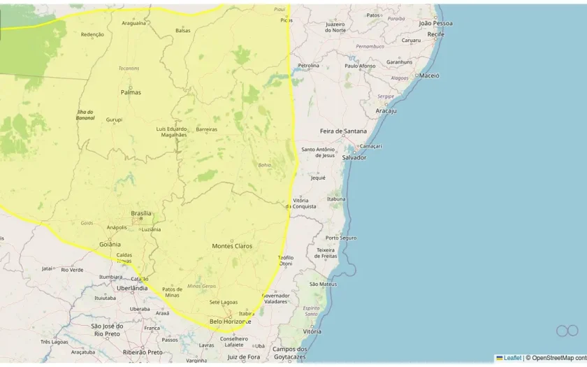Alerta amarelo por baixa umidade atinge 136 municípios na Bahia nesta sexta-feira