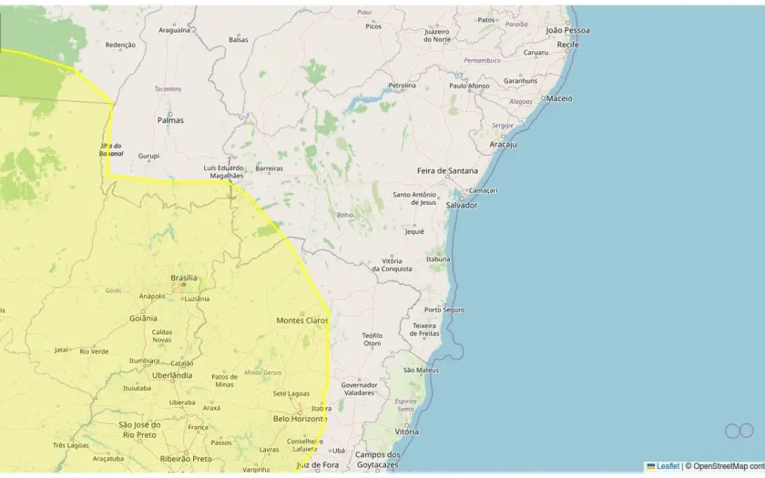 Alerta do Inmet: Bahia tem 4 municípios sob risco de acumulado de chuva nesta quinta-feira