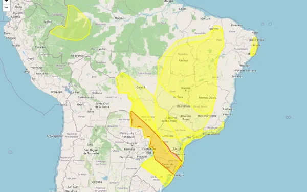 Brasil tem 3435 municípios sob doze alertas meteorológicos de ventos costeiros, acumulado de chuva, chuvas intensas, tempestade e baixa umidade nesta segunda-feira