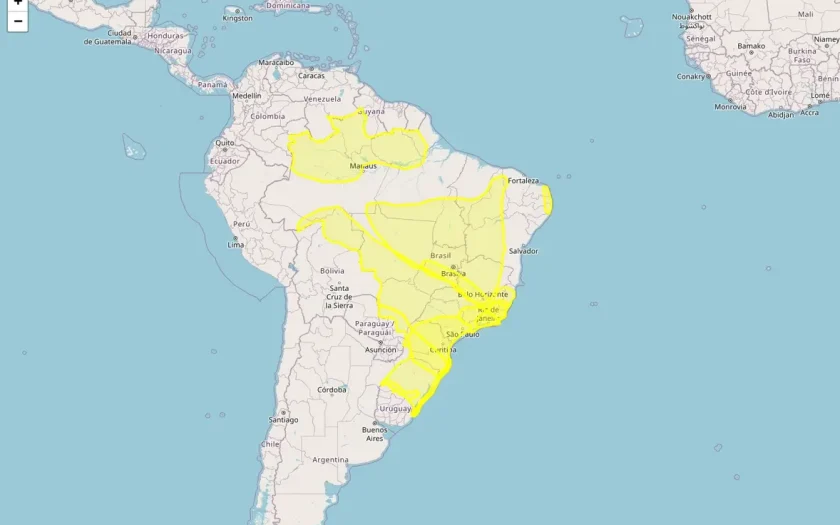 Regiões de 25 estados brasileiros enfrentam onze alertas de declínio de temperatura, geada, acumulado de chuva, baixa umidade, chuvas intensas e ventos costeiros nesta sexta-feira