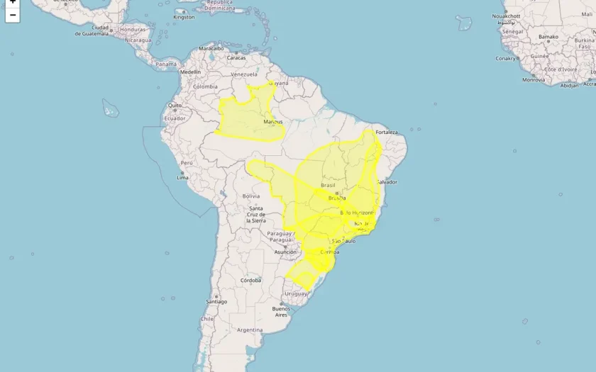 Brasil tem 3928 municípios sob nove alertas meteorológicos de declínio de temperatura, geada, chuvas intensas e baixa umidade neste domingo