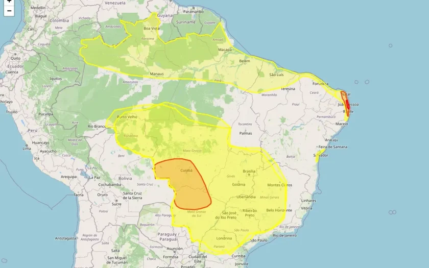 Regiões de 21 estados brasileiros enfrentam oito alertas de baixa umidade, acumulado de chuva e chuvas intensas nesta sexta-feira