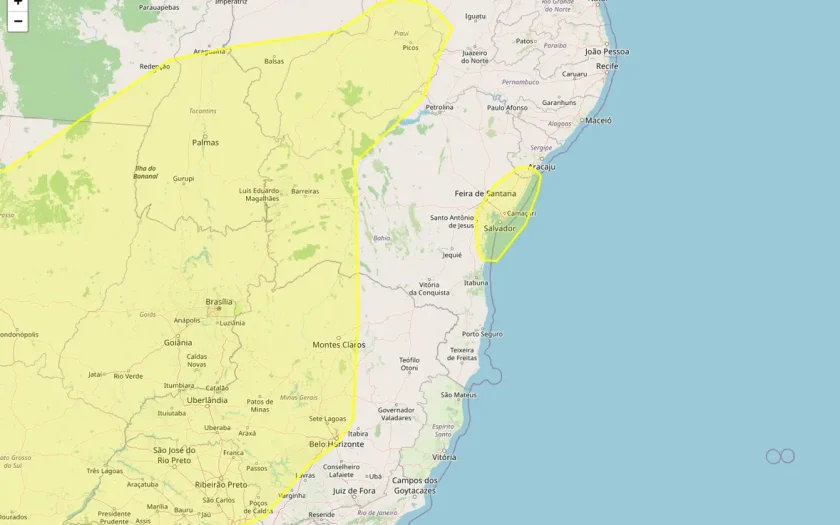 Bahia tem 121 municípios sob alertas meteorológicos para acumulado de chuva e baixa umidade neste domingo