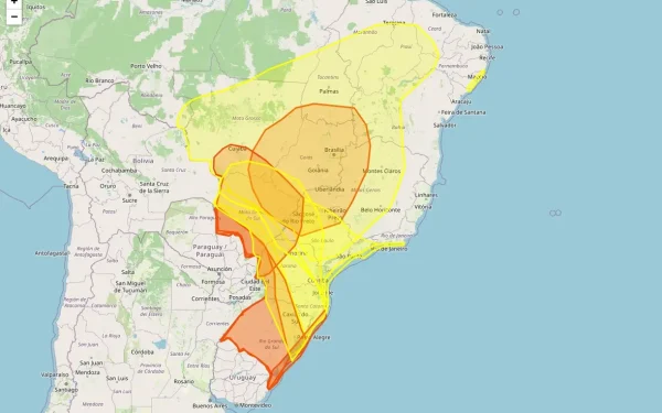 Brasil tem 3409 municípios sob treze alertas meteorológicos de baixa umidade, acumulado de chuva, vendaval, tempestade e ventos costeiros nesta terça-feira