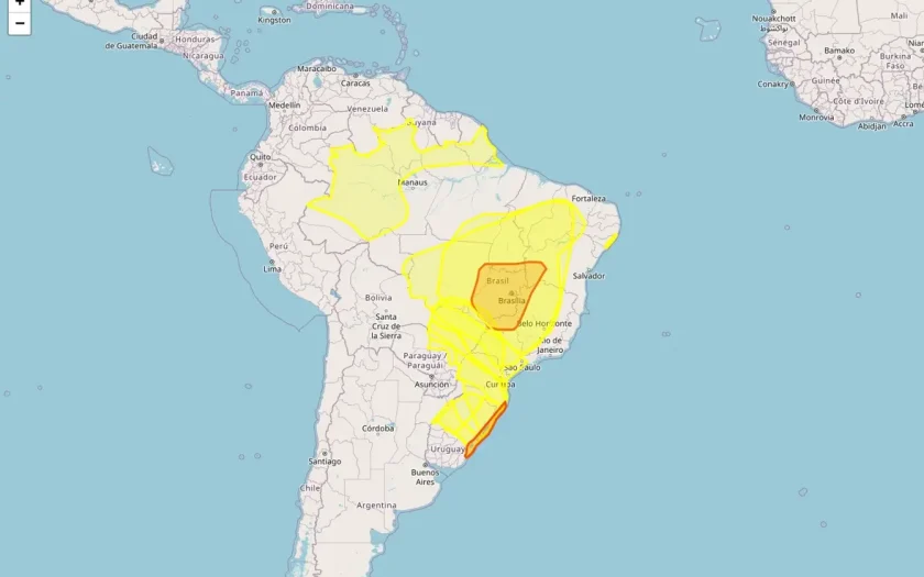 Inmet emitiu treze alertas de tempestade, vendaval, acumulado de chuva, chuvas intensas, baixa umidade e ventos costeiros para 3508 municípios em 21 estados nesta quarta-feira
