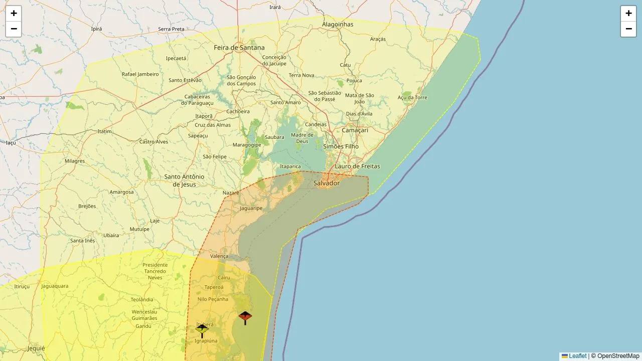 Inmet emite alertas de chuvas intensas para Salvador e 137 municípios baianos