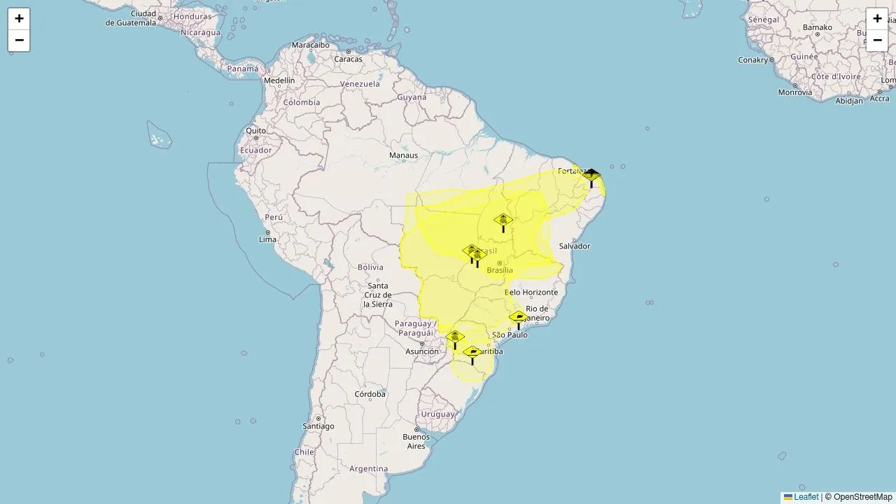 Alertas do Inmet para baixa umidade, chuvas intensas e geada atingem 3204 municípios de 21 estados